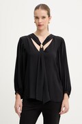 Simona Corsellini bluzka z dodatkiem jedwabiu damska kolor czarny gładka P26CPBL01301