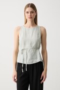United Colors of Benetton топ дамски от лен зелен 5BMLDQ0DZ