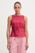 United Colors of Benetton top dámský lněný červený hladký 5BMLDQ0DZ
