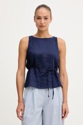 United Colors of Benetton top dámský lněný námořnická modř hladký 5BMLDQ0DZ