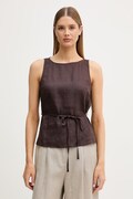United Colors of Benetton halenka dámská lněná hnědá hladká 5BMLDQ0DZ