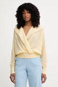 Pinko bluzka damska z wiskozą żółta gładka 106848 A3B2