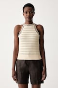 United Colors of Benetton halter γυναικεία openwork μπεζ απλή 1MDDEH01K