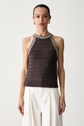 United Colors of Benetton halter γυναικεία openwork καφέ απλή 1MDDEH01K