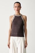 United Colors of Benetton halter γυναικεία openwork καφέ απλή 1MDDEH01K