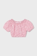Mayoral bluzka bawełniana dziecięca kolor różowy wzorzysta 3026