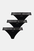 HUGO stringi damskie bawełniane z elastanem TRIPLET LACE STRING 3-pack czarne 50557221
