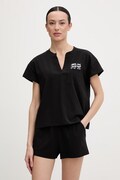 Karl Lagerfeld piżama damska bawełniana z elastanem IKON czarna B2W45005