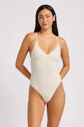 Seafolly jednodílné plavky dámské V Neck béžové 11071-102