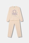 United Colors of Benetton piżama dwuczęściowa dziecięca bawełniana beżowa 30960P09U