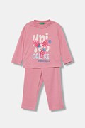 United Colors of Benetton piżama dwuczęściowa dziecięca bawełniana różowa 30960P09U
