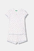 United Colors of Benetton piżama dwuczęściowa dziecięca bawełniana biała 3OJC0P09Z