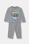 United Colors of Benetton piżama dwuczęściowa dziecięca bawełniana szara 30960P09U
