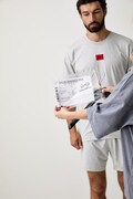 HUGO пижама от две части мъжка GALAXY SHORT SET сива 50559742