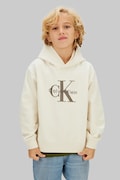 Calvin Klein Jeans bluza dziecięca kolor beżowy z kapturem z nadrukiem IB0IB02615