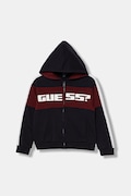Guess bluza bawełniana dziecięca kolor granatowy z kapturem wzorzysta L6RQ04 KA6R4