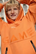 Παιδική μπλούζα Mayoral χρώμα: πορτοκαλί, με κουκούλα, 6411
