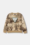Detská bavlnená mikina Guess béžová farba, vzorovaná, L6GQ00 KA6R4