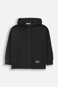 Детски суичър Coccodrillo в черно с качулка с изчистен дизайн EVERYDAY BOY