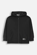 Dětská mikina Coccodrillo černá barva, s kapucí, hladká, EVERYDAY BOY