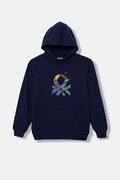 United Colors of Benetton Felpa con cappuccio per bambini in cotone blu navy 3J68C205K