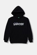 United Colors of Benetton felpa con cappuccio per bambini in cotone nera 3J68C205K