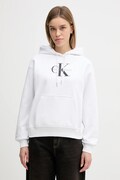 Calvin Klein Jeans bluza damska kolor biały z kapturem gładka LV047E221G