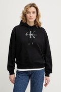 Calvin Klein Jeans bluza damska kolor czarny z kapturem gładka LV047E221G