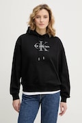 Calvin Klein Jeans bluza damska kolor czarny z kapturem gładka LV047E221G