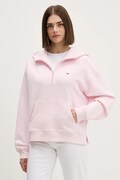 Tommy Jeans bluza bawełniana damska kolor różowy z kapturem gładka DW0DW21924