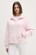 Tommy Jeans bluza bawełniana damska kolor różowy z kapturem gładka DW0DW21924