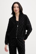 Mikina HUGO TERRYMONOGRAM_JACKET dámská, černá barva, vzorovaná, 50556831