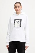 Karl Lagerfeld bluza damska kolor biały z kapturem z nadrukiem B1W20012