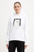 Karl Lagerfeld bluza damska kolor biały z kapturem z nadrukiem B1W20012
