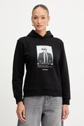 Karl Lagerfeld bluza damska kolor czarny z kapturem z nadrukiem B1W20012