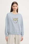 Pinko bluza bawełniana damska kolor niebieski z aplikacją 100534 A33G