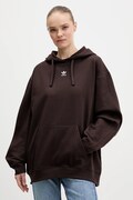 Бавовняна кофта adidas Originals колір коричневий з капюшоном однотонна KC9145