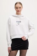 Guess Jeans felpa in cotone donna colore grigio con cappuccio con applicazione W6RQ00 K68I4