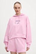 Guess Jeans felpa in cotone donna colore rosa con cappuccio con applicazione W6RQ00 K68I4