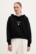 Guess Jeans felpa in cotone donna colore nero con cappuccio con applicazione W6RQ00 K68I4