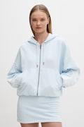 Guess Jeans bluza rozpinana z kapturem damska bawełniana niebieska W6GQ06 K68I4
