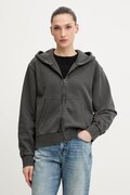 G-Star bluza bawełniana Washed hdd zip relaxed damska kolor szary z kapturem gładka D28754-D969