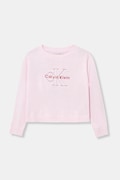 Dětská bavlněná mikina Calvin Klein Jeans růžová barva, s aplikací, IG0IG03075
