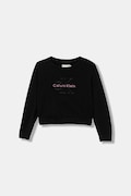 Dětská bavlněná mikina Calvin Klein Jeans černá barva, s aplikací, IG0IG03075