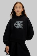 Calvin Klein Jeans bluza bawełniana dziecięca kolor czarny z kapturem z nadrukiem IG0IG03068