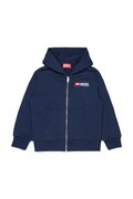 Diesel bluza z bawełną dziecięca SDROPSHOODZ OVER SWEAT-SHIRT kolor granatowy z kapturem gładka J02484