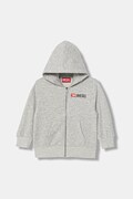 Diesel bluza z bawełną dziecięca SDROPSHOODZ OVER SWEAT-SHIRT kolor szary z kapturem gładka J02484