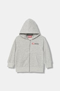 Βαμβακερή παιδική μπλούζα Diesel SDROPSHOODZ OVER SWEAT-SHIRT χρώμα: γκρι, με κουκούλα, J02484