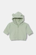 United Colors of Benetton bluza dziecięca kolor zielony z kapturem gładka 35FNA501U