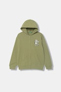 United Colors of Benetton rozepínací mikina dětská bavlněná zelená 3NBMC505Z